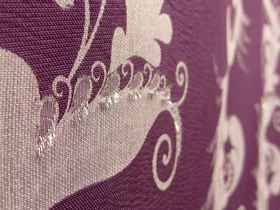 Tkanina zasłonowa ornament - fiolet ze srebrem - Zdjęcie 4