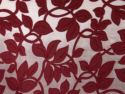 Tkanina zasłonowa ornament - liście bordo - Zdjęcie 5