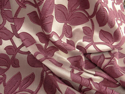 Tkanina zasłonowa ornament - liście lila