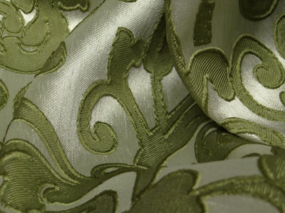 Tkanina zasłonowa ornament - liście zielone - Zdjęcie 2
