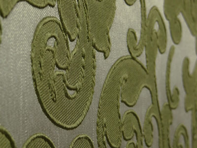 Tkanina zasłonowa ornament - liście zielone - Zdjęcie 4