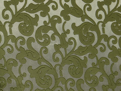 Tkanina zasłonowa ornament - liście zielone - Zdjęcie 5
