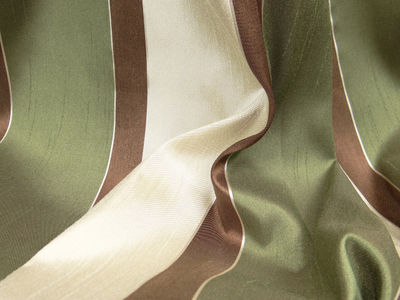Tkanina zasłonowa pasy zielony/brąz