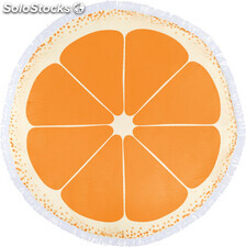 Toalla de playa redonda diseño naranja de microfibra (160 g/m2)
