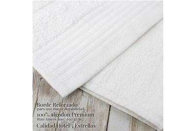 Toallas Cenefa líneas blanca 600grs 100 % algodón Rizo Americano - Foto 2