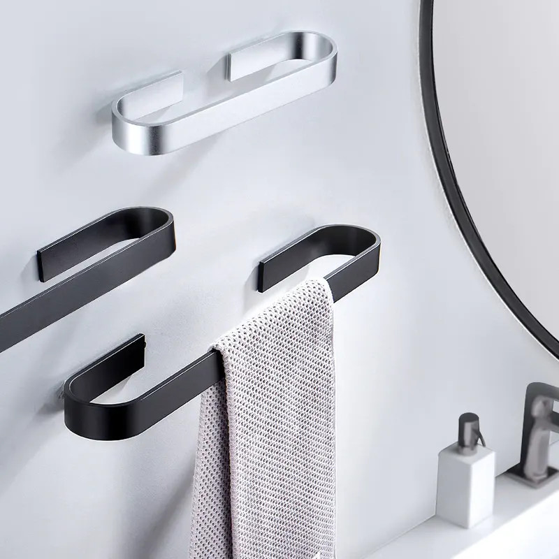 Toallero de baño autoadhesivo, soporte de toalla de doble barra de aluminio  montado en la pared