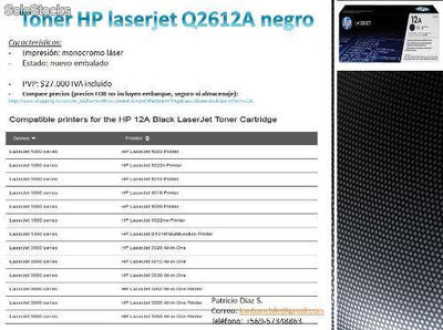 Toner hp laserjet nuevo mod 12a