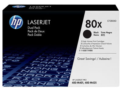 Toner hp laserjet pro 80x m401 m425 negro pack de 2 unidades 6900 paginas - Foto 2