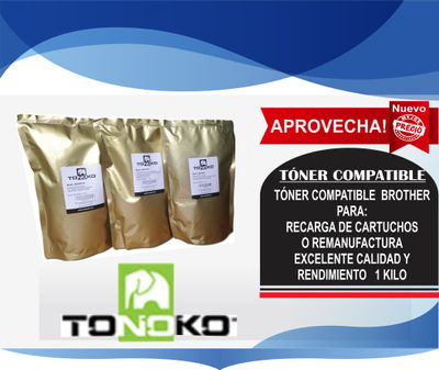 Toner polvo compatible tonoko para brother presentación 1 kilo