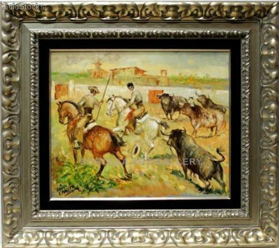 Toros y mayorales | Pinturas de escenas taurinas en óleo sobre lienzo