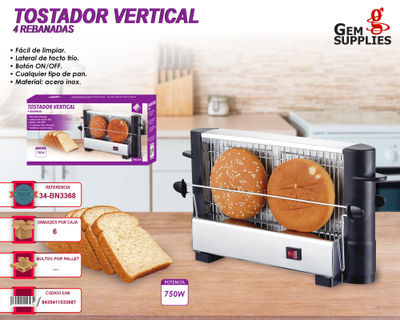 Tostador plano apto para 4 rebanadas de pan y 6 niveles de tostado