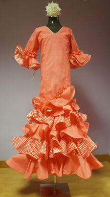 Traje vestido de flamenca niña largo