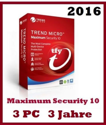 Trend Micro Maximum Security 10 2016 3 PC 3 Jahre