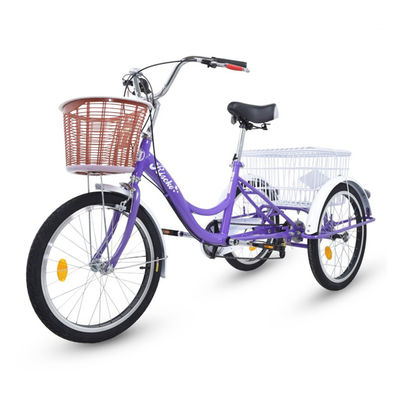 Triciclo para adultos con 2 cestas, 6 velocidades, asiento y manillar ajustable