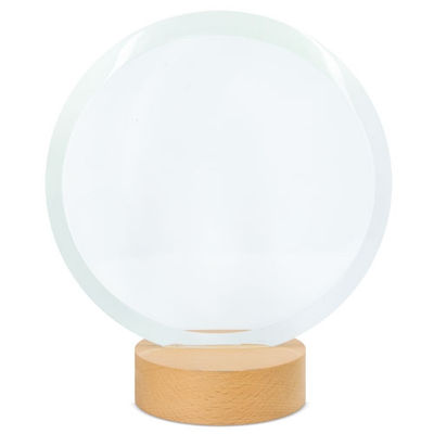 Trofeo circular fabricado en cristal con base de madera - Foto 3