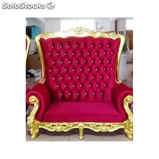 trône baroque 2 places doré et velours rouge eros h 180