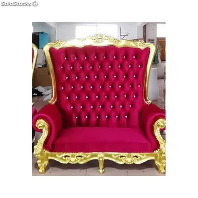 trône baroque 2 places doré et velours rouge eros h 180