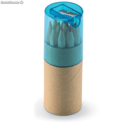 Tube 12 crayons de couleur bleu transparent MIKC6230-23