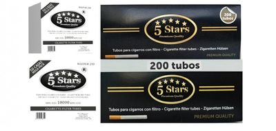 Tubos para cigarrillos con filtro 5 stars. Mega pack 200