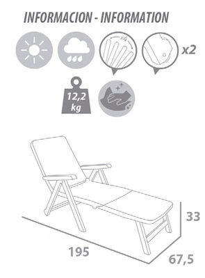 Tumbona cama antracita regulable 4 posiciones con ruedas y cojines - Foto 4