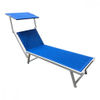 Tumbona de playa de aluminio con parasol luxurious 180X60X40 cm azul