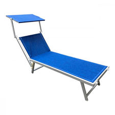 Tumbona de playa de aluminio con parasol luxurious 180X60X40 cm azul