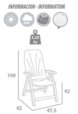 Tumbona silla de resina antracita con posiciones respaldo - Foto 4