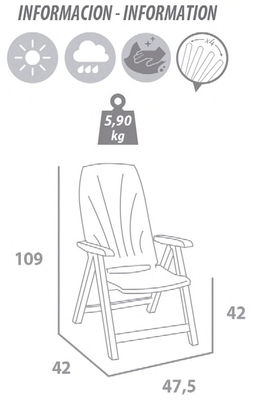 Tumbona silla de resina antracita con posiciones respaldo y cojines - Foto 4