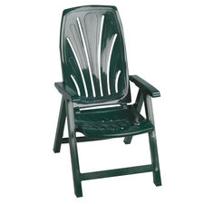 Tumbona silla de resina verde con posiciones respaldo