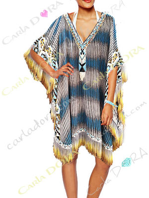 Tunique longue femme pour femme caftan bleu apache