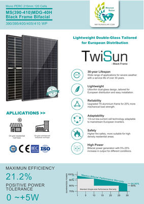 TwiSun 410W Bifaciales Solarmodul/Sonnenkollektoren mit schwarzem Rahmen - Foto 2