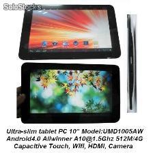 ultra-delgado 10&quot;tabletas pc mid android4.0 a10 1.5Ghz 512m 4g wifi camara hdmi