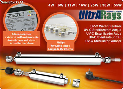 UltraRays sistema UV Completo 11W. 1/4&quot; per acqua