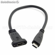 USB 3.1 Type C Extension Data Cable with Panel Mount Screw Hole