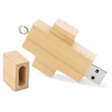USB de bambú con forma de cruz