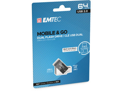 Usb FlashDrive 64GB Emtec Mobile &amp; Go Dual USB2.0 - microUSB T260