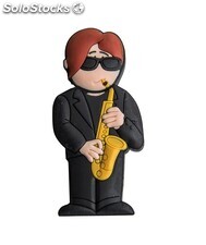 USB Saxofonista Jazz tocando Saxo o Saxofón PVC Soft Memoria USB de Música