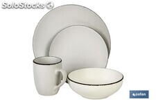Vajilla de cerámica | 16 piezas | Color blanco mate