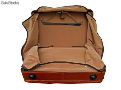 Valise porte-habits en cuir avec trolley - Photo 2