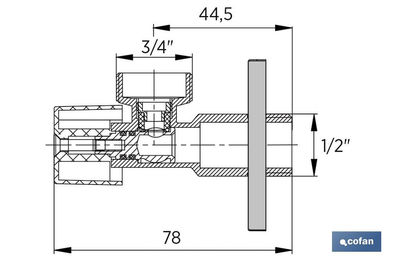 Válvula de Escuadra para Lavadora | Medidas: 1/2 x 3/4 | Fabricada en Latón