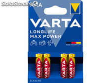Varta Batterie Alkaline, Micro, AAA, LR03, 1.5V Longlife Max Power (4-Pack)