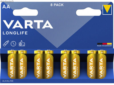 Varta Batterie Alkaline, Mignon, AA, LR06, 1.5V Longlife, Blister (8-Pack)