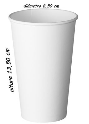 Vaso de cartón 470 ml bebida caliente color blanco, caja 1000 unidades