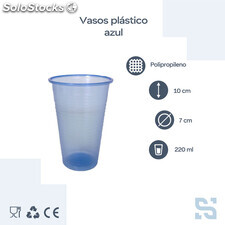 Vaso desechable 220 ml polipropileno azul transparente, caja 3000 unidades