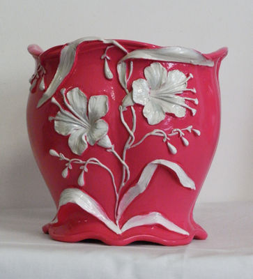 Vaso in ceramica stile liberty con porta foto