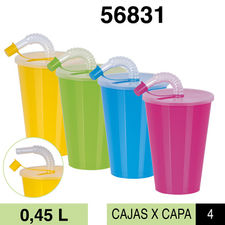 Vaso premium irrompible + tapa con caña de 0.45 L Ref : 56831