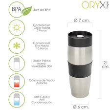 Vaso Termico, Capacidad De 380ML. Libre BPA, Acero Inoxidable, Antigoteo