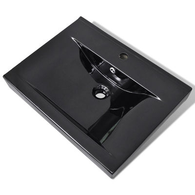 Vasque à poser en céramique noir perçage pour la robinetterie 60x46cm - Photo 2