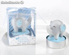 Vela bautizo elefante azul en caja regalo