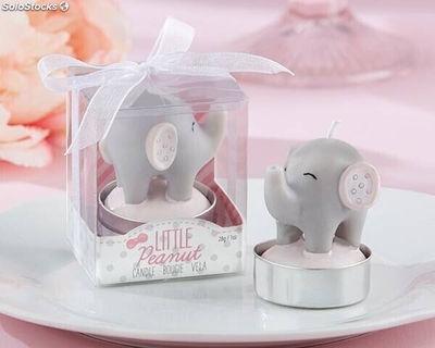 Vela bautizo elefante rosa en caja regalo